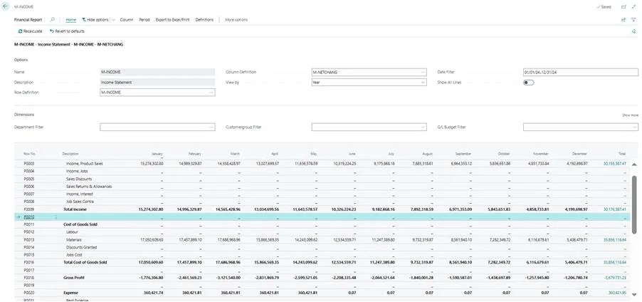 Income Statement using Comparison Date Formula Income Statement using Comparison Date Formula