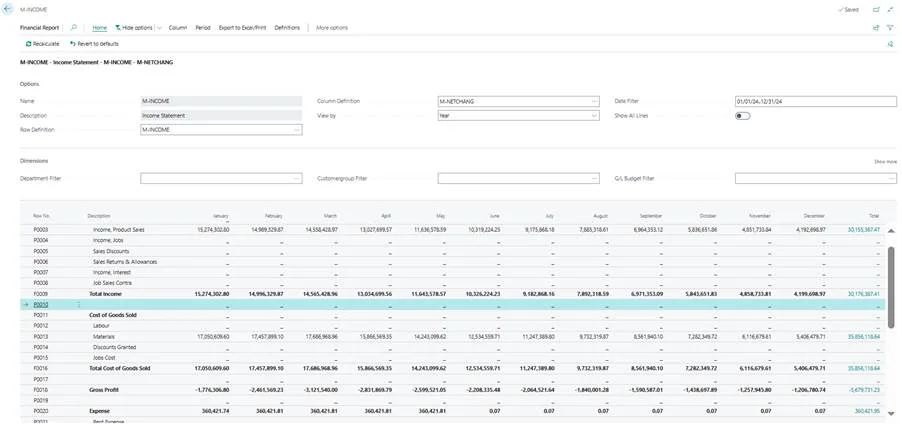 Income Statement using Comparison Period Formula Income Statement using Comparison Period Formula